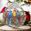 Five Little Birds 2025 Christmas Tree Ornaments - Stained Glass, Holiday & Christmas Tree Decor, Gift Idea & Exchange
