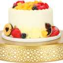 Wenqik Cake Stand 12 Inch Round Metal Cupcake Dessert Wedding Cake Stand Cookies Display Holder Fruit Serving Tray for Table Wedding Birthday Anniversary Party(Gold)