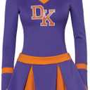 RoleplayCos Jennifer Check Cheer Costume Women's High School Long Sleeve Purple Jennifers Body Costume Cheerleader Uniform Dress Outfit Adult (M, purple)