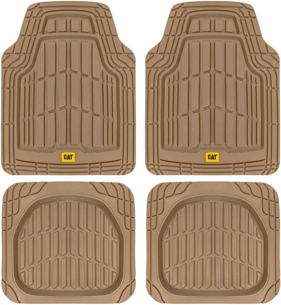 Cat ToughRide Heavy-Duty 3 Piece Rubber All Season Floor Mats for Car Truck Van SUV, Black - Premium Trim to Fit Cars Floor Mat, All Weather Deep Dish Automotive Floor Mats, Total Dirt Protection