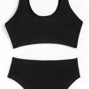J.E Sterguard Two Piece Swimsuits Teen Bikini Color Block Girls' Swimwear Ribbed Swimsuits Size 8-16