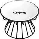 Cat Bowls, Elevated Cat Bowl, Raised Ceramic Dish with Metal Stand, Pet Water or Food Feeding Station for Indoor Cats, Kitten, Puppies and Small Dogs, Dishwasher Safe