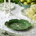 Le Jardin Cabbage 3D 13" ROUND PLATTER – Sculpted Green Stoneware Leaf Platter – Heirloom-Inspired Serveware for Spring & Summer Seasonal Dining and Entertaining, Large