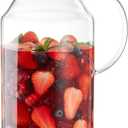 1 Gallon Glass Pitcher with Lid and Handle, Glass Water Carafe for Hot/Cold Water, Large Jug for Iced Tea, Coffee, Juice and Homemade Beverage (Clear)