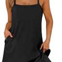 ANRABESS Womens Athletic Dress 2025 Trendy Summer Casual Loose Workout Travel T-Shirt Mini Romper Dress Built in Shorts (Large, Black)