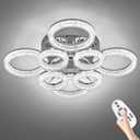 OKELI Modern Ceiling Light, 8 Rings 26.8'' Dimmable LED 106W Flush Mount Ceiling Lights with Remote Acrylic Crystal Round Ceiling Light Fixture, Bedroom Living Room Dining Room, Chrome