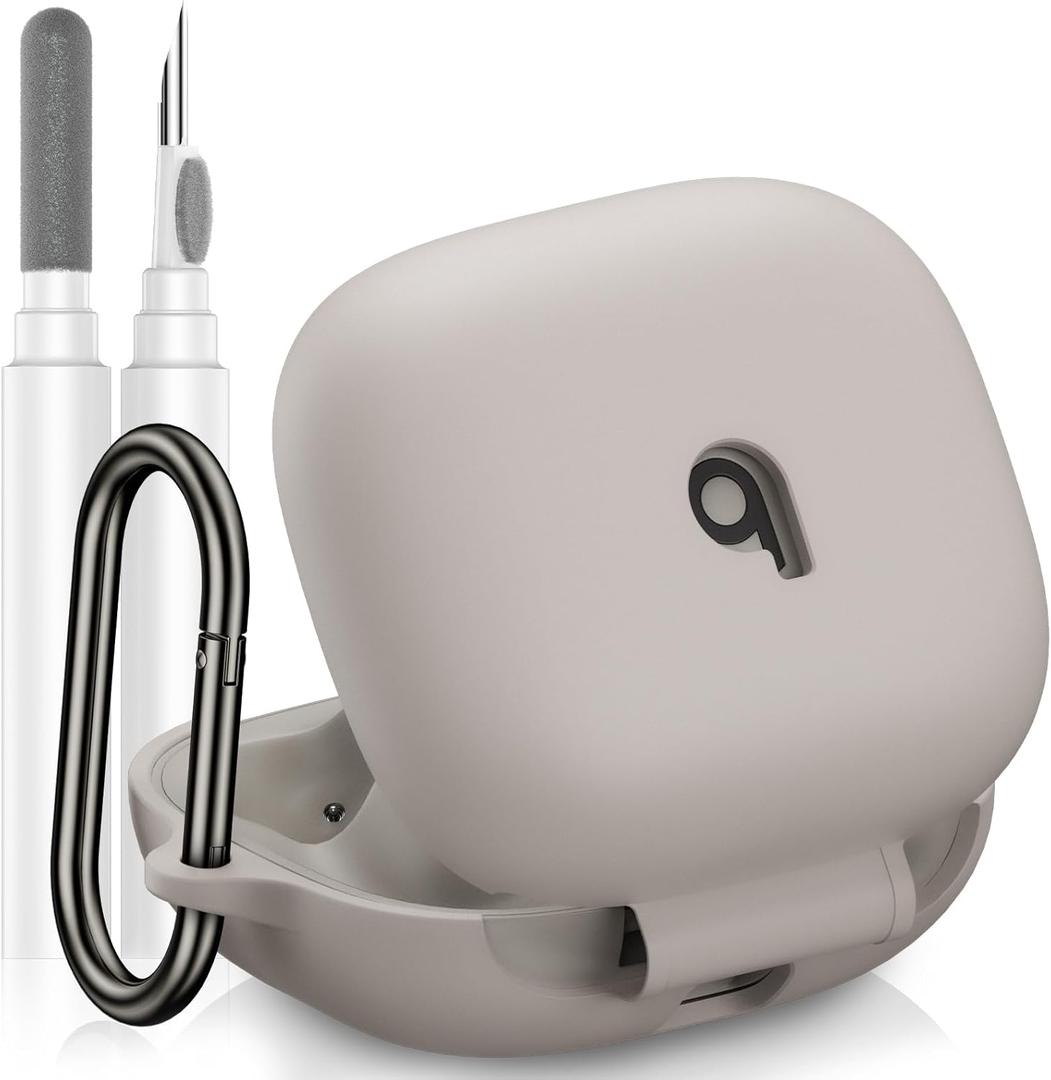 Compatible with Beats Powerbeats Pro 2 Case Cover, Soft Silicone Shockproof Protective Skin Case for Beats Powerbeats Pro 2 2025 with Cleaner Kit & Carabiner, Top Logo Visible (Quick Sand)