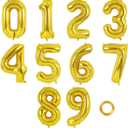 16 Inch Number 0-9 balloons, Gold Number Foil Balloons, Small Mylar Numbers Balloon Custom Digital Balloons for Birthday Aniversary Baby Shower Party Decorations Supplies