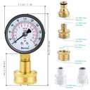 Universal Water Pressure Test Gauge Kit with Brass Hose Fittings, 3/4" Female Coupler Plus 5 Adapters to Test in Multiple Systems, 0-200 Psi Hydraulic Pressure Tester (2.1" Dial)