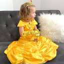 Princess Costume Dresses for Girls Costumes Halloween Cosplay Birthday Outfit Yellow (Yellow), 

Size: 4(120)