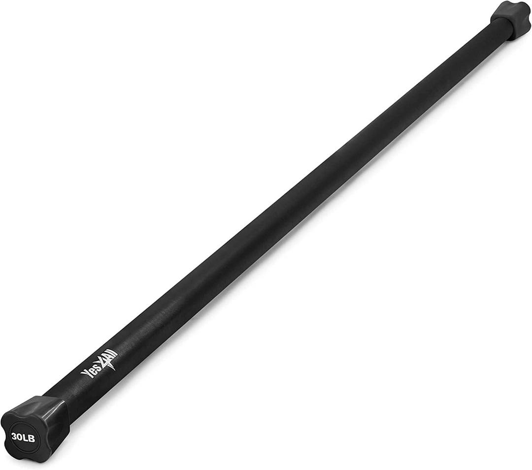 Yes4All Total Body Workout Weighted Bar, Resistance Band Bar, Racks for Strength Training, Exercise Bar for Yoga in Home and Gym - Single/Combo