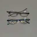 Multifocus Reading Glasses Women Progressive Multifocal Rimless No Line Bifocal Reader Blue Light Computer designer Eyeglasses Ladies Cute Transition Eyewear Blue/Grey Lens Edge 2.75