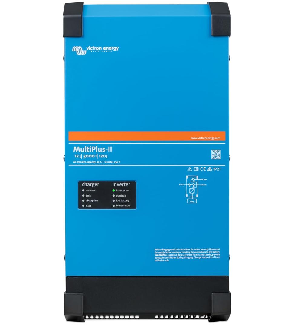Victron Energy MultiPlus-II - Power Inverter - Pure Sine Wave Inverter Charger for 120 amp Battery - with PowerAssist Technology - 3000VA 12-Volt (One Size)