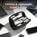 RIGHT AWAY Travel Tech Pouch，Waterproof Cord Case，Electronics Organizer Travel Case，Cable Organizer Storage Bag For Phone, Charger, Accessories（BLACK）