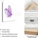 3Pcs Butterfly Canvas Wall Art Purple Butterfly Posters Pictures Minimalist Cute Animal Paintings Aesthetic Preppy Room Prints for Girls Bedroom Nursery Home Wall Decor Gift Framed