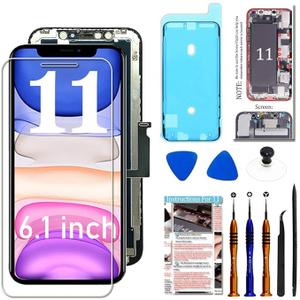 Screen Replacement for iPhone 11 Screen Replacement kit for iPhone 11 A2111 A2223 A2221 LCD Display digitizer Touch Screen Assembly with Repair Tools 6.1 inch Black