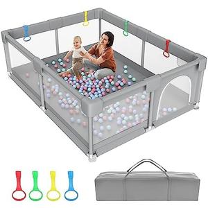 79"×71" Extra Large Baby Playpen, Big Playpen for Babies and Toddlers, Gap-Free, Climb-Proof Play Yard, Spacious Baby Play Pen with Zippered Door and Storage Bag