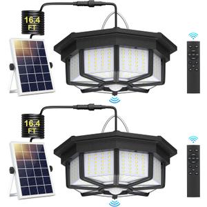 288 LED Solar Shed Light Indoor Outdoor, Motion Sensor Pendant Daytime Work Lights with Remote, 5 Modes Dimmable Waterproof Barn Garage