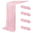 4 Pack Light Pink Cheesecloth Table Runner 20 x 120 inch Gauze Table Runners 10 FT Long,Semi Sheer Boho Cheese Cloth Fabric Table Runner Bulk for Wedding,Party,Baby Shower,Bridal Shower Decoration