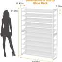 Large Shoe Rack 10 Tier Shoe Organizer, Heavy Duty Metal 5-Tier Stackable Shoe Storage Vertical Shoe Rack for Closet Front Door Entrance, Up to 62 Pairs, 44.8" W x 11.4" D x 71.2" H, White