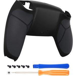 eXtremeRate Black Performance Rubberized Grip Custom Back Plate Bottom Shell Compatible with ps5 Controller, Replacement Back Shell Cover Compatible with ps5 Controller