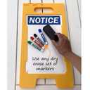 SmartSign 25 x 12 inch Notice Write-On Two-Sided Folding Floor Sign, Dry Erase, Digitally Printed Polypropylene Plastic, Multicolor, Made in USA