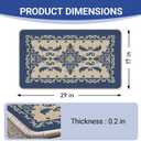 Vintage Baroque Welcome Front Door Mat, Retro Blue Symmetric Scroll, 17''x29''