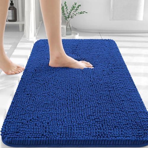 OLANLY Bathroom Rugs 30x20, Extra Soft Absorbent Chenille Bath Rugs, Rubber Backing Quick Dry, Machine Washable Bath Mats for Bathroom Floor, Tub and Shower, Home Decor Accessories, Royal Blue