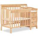 Dream On Me Jayden 4in1 Mini Convertible Baby Crib & Changer with Storage in Natural, Pinewood, GreenGuard Gold & BSA, 1 Mattress Pad, 3 Mattress Heights, Converts to Mini Day & Twin-Size Bed