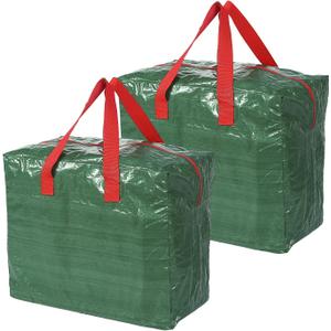 Sattiyrch 2-Pack Christmas Garland Bags Holiday Garland Storage Includes Card Slot Dual Zipper and Carry Handles Waterproof Polyethylene (Green)