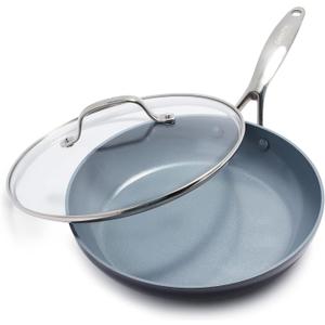 GreenPan Valencia Pro Hard Anodized Healthy Ceramic Nonstick 10" Frying Pan Skillet with Lid, PFAS-Free Cookware, Stainless Steel Handle, Induction Suitable, Dishwasher Safe, Oven Safe, Gray