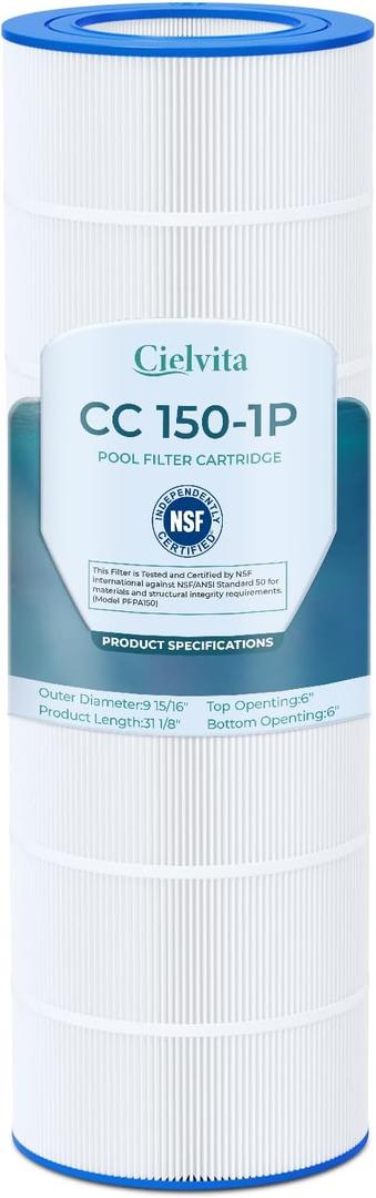 Cielvita CC150 4 oz Media Pool Filter Cartridge Replacement for Pentair Clean & Clear 150, CC150, Replaces Pentair R173216, Pleatco PAP150, Unicel C-9415, FC-0687, NSF/ANSI 50 Certified, 150 sq.ft