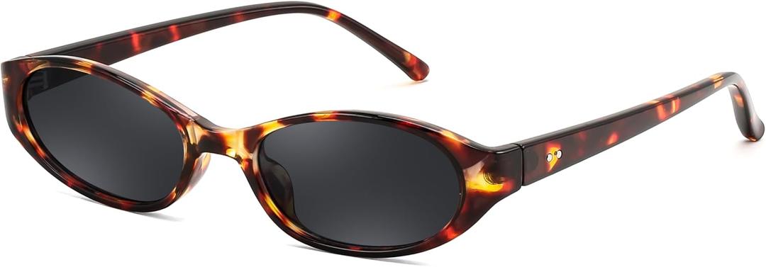 FEISEDY Retro Oval Womens Sunglasses, Trendy Cat Eye Skinny Chic Narrow Y2K 90s Small Sunnies B9177
