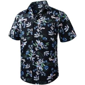 Men's Hawaiian Shirts Short Sleeve Casual Floral Button Down Tropical Shirt Summer Holiday Beach Aloha Hawaii Shirt, 2XL