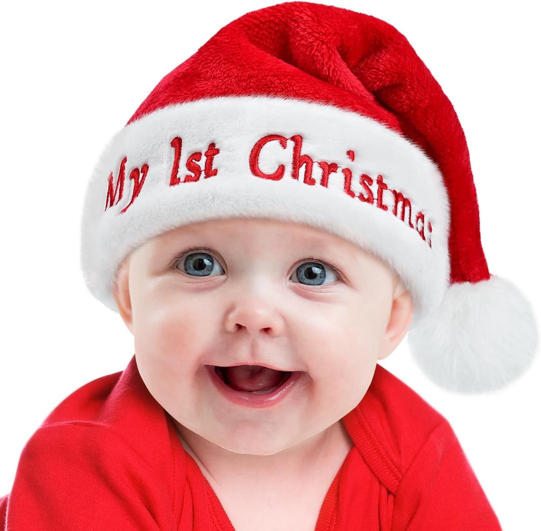 RJVW Baby Santa Hat: Christmas Hat for Infant, Baby Xmas Holiday Classic Santa Claus for Christmas New Year Party