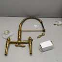 Kingston Brass GS1247AL Heritage Two-Handle Wall-Mount Pull-Down Sprayer Kitchen Faucet, 14.13 x 13.13 x 16, Brushed Brass