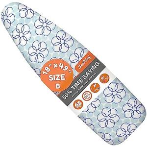 SUNKLOOF Extra Wide Ironing Board Cover and Pad,18X49 Reflective Silicone Ironing Board Cover,Resist Scorching and Staining,4 Fasteners,Elastic Edges,Large Protective Scorch Mesh Cloth