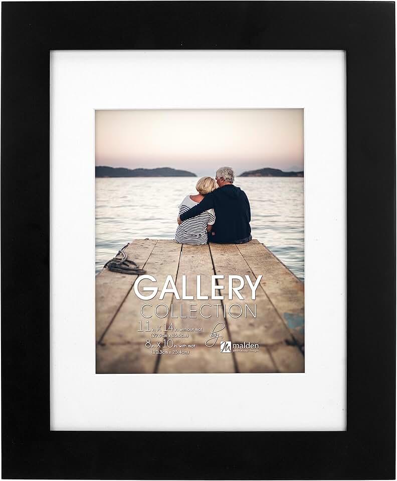 Malden International Designs Black Manhattan 8x10/11x14 Bevel Matted Photo Frame