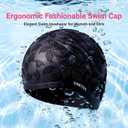 Women Swim Cap 2 Pack for Long Hair, Silicone Flower Adult Swiming Caps Waterproof for Girl Youth No Wet Hair