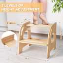 Toddler Step Stool, Selucky Bamboo Height-Adjustable 2-Step Stool for Kids, Potty Training Stool with Handles for Bathroom Sink, Kitchen, Bedroom (Original)