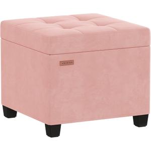 ABHENG 17.7 inches Velvet turfed Ottomans Cube with Legs, Metal-Framed Square Storage Ottoman Foot Rest Stool Holds 770 LB for Dorm Living Room Bedroom Pink UASND64P