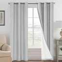 H.VERSAILTEX 100% Blackout Curtains for Bedroom Thermal Insulated Linen Textured Curtains Heat and Full Light Blocking Drapes Living Room Curtains 2 Panel Sets, Glacier Gray, 42x84 Inch