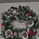 Christmas Wreath for Front Door Snowflake Snow Ball Pinecone Ornaments Wreath for Winter Holiday Christmas Party Decorations