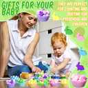 Funnymoom Easter Sensory Bin Filler Fine Motor Toys Include Tweezers 2 Scissors Clips 150 Pom Pom 30 Easter Wooden Bunny and Eggs 10 Sorting Cups for Easter Sorting Counting Training