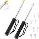 2 PCS Portable Handheld Flag Pole with Clips,Telescopic Handheld Flagpoles,Stainless Steel Extendable Tour Guide Flag Pole Telescoping Teaching Pointer Stick for Festival Teachers (8.2 Ft, Black)
