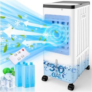 Swamp Cooler, Windowless Portable Air Conditioners with 65 Oscillation, 3Gal Evaporative Air Cooler with Remote, 7H Timer, Air Cooler Fan with 3 Speeds for Bedroom Indoor Room