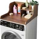 DTK Washer Dryer Countertop with Shelf,27.5" D x 27" W x 11.8" H Wood Countertop for Washer and Dryer,Laundry Countertop with Anti-Slip Strips and Edge Rails,Dryer Countertop for Laundry Room(Walnut)