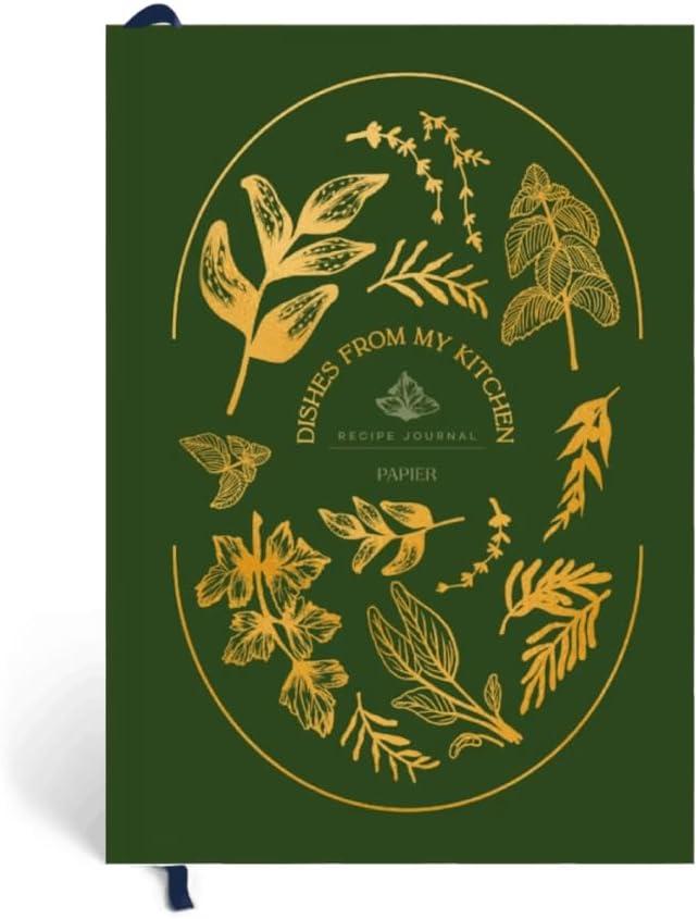 Papier Herb Garden Recipe Journal - Hardback Design | Blank Space To Plan Breakfast Lunch Dinner Dessert | Foodie Gift | Write Your Own Recipes, Notes, Ingredients & Tips | Size & Temperature Chart