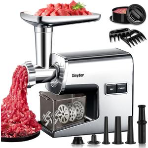 Electric Meat Grinder,3000 Max Stainless Steel Meat Mincer with 2 Blades,3 Grinding Plates,Food Pusher,Meat Claw,Sausage Stuffer Tubes & Kubbe Kit for Home & Kitchen Using