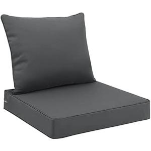 Favoyard Outdoor Seat Cushion Set 24 x 24 Inch Waterproof & Fade Resistant Patio Furniture Cushions with Removable Cover Deep Seat & Back Cushion with Handle and Adjustable Straps for Chair Sofa Couch